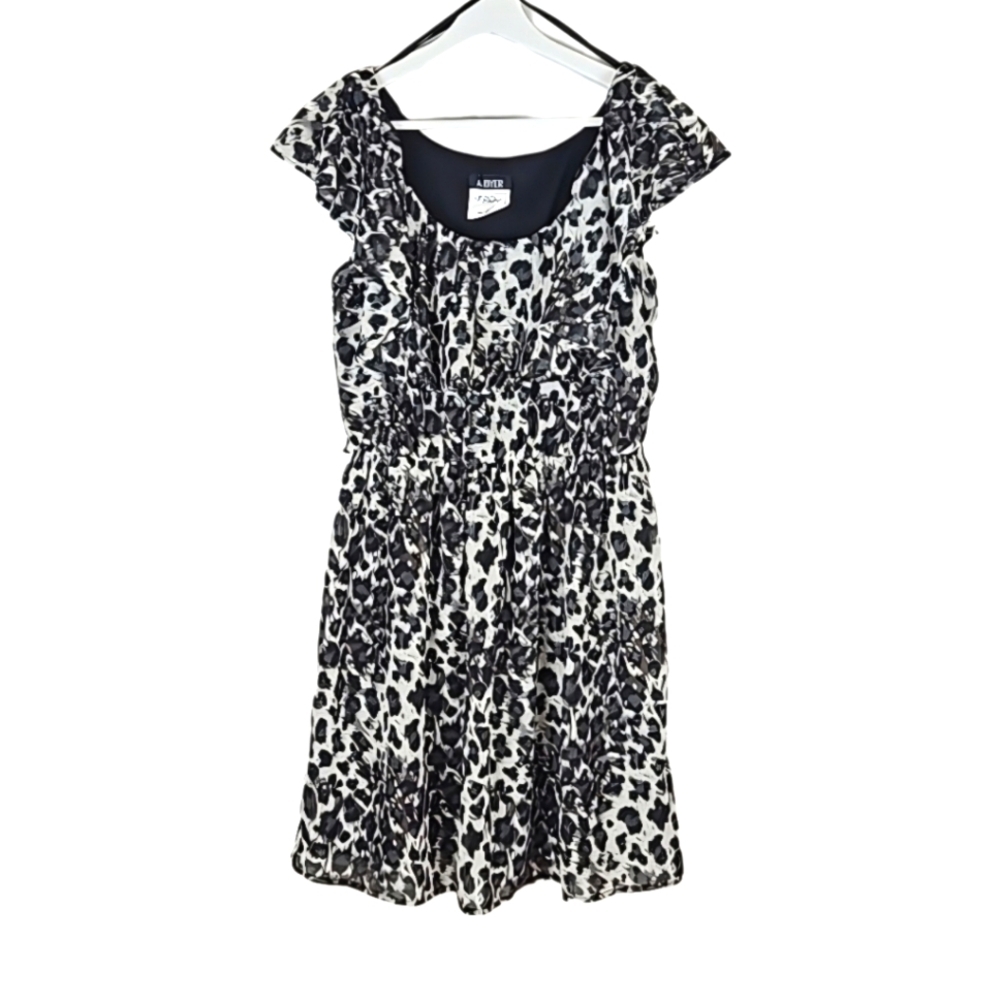 Vintage 90s/Y2K A. Byer Black & White Animal Print Dress - Rare USA Made, Size M